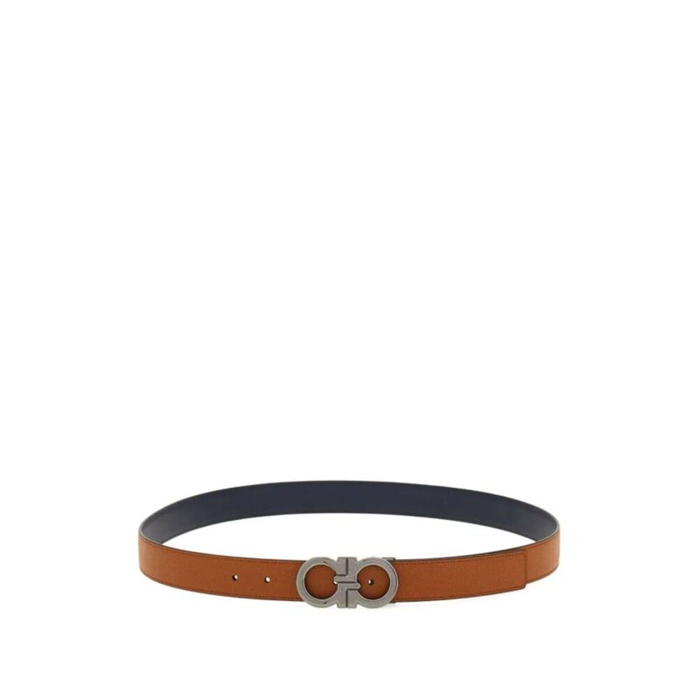 Gancini Grained Leather Reversible Belt Women